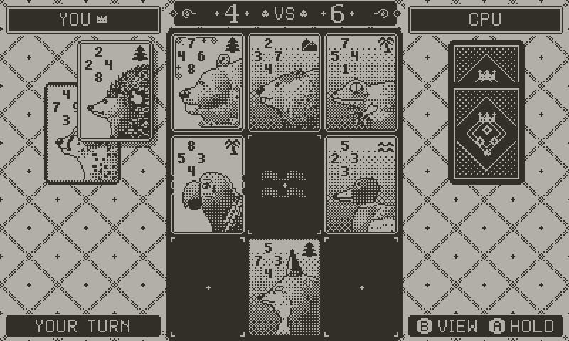 A card is chosen, placed, and flips two rivals.